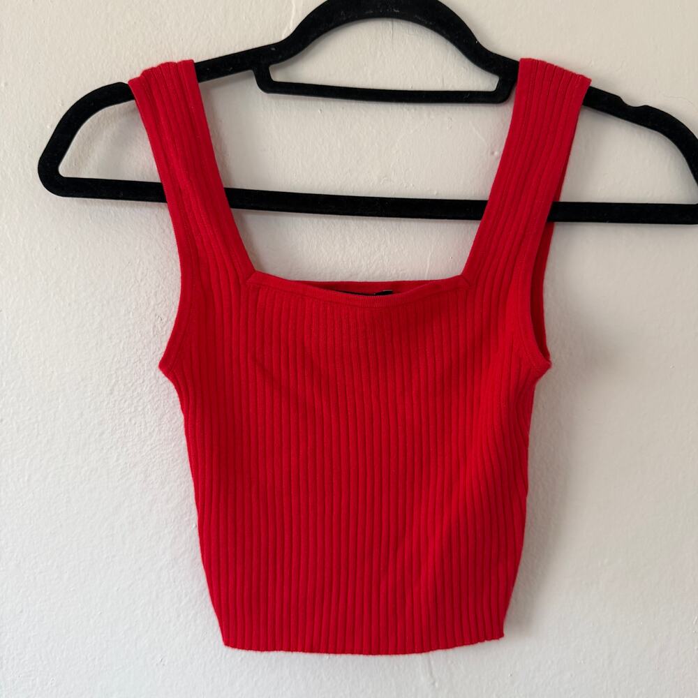 Revolve Bardot red knit tank top